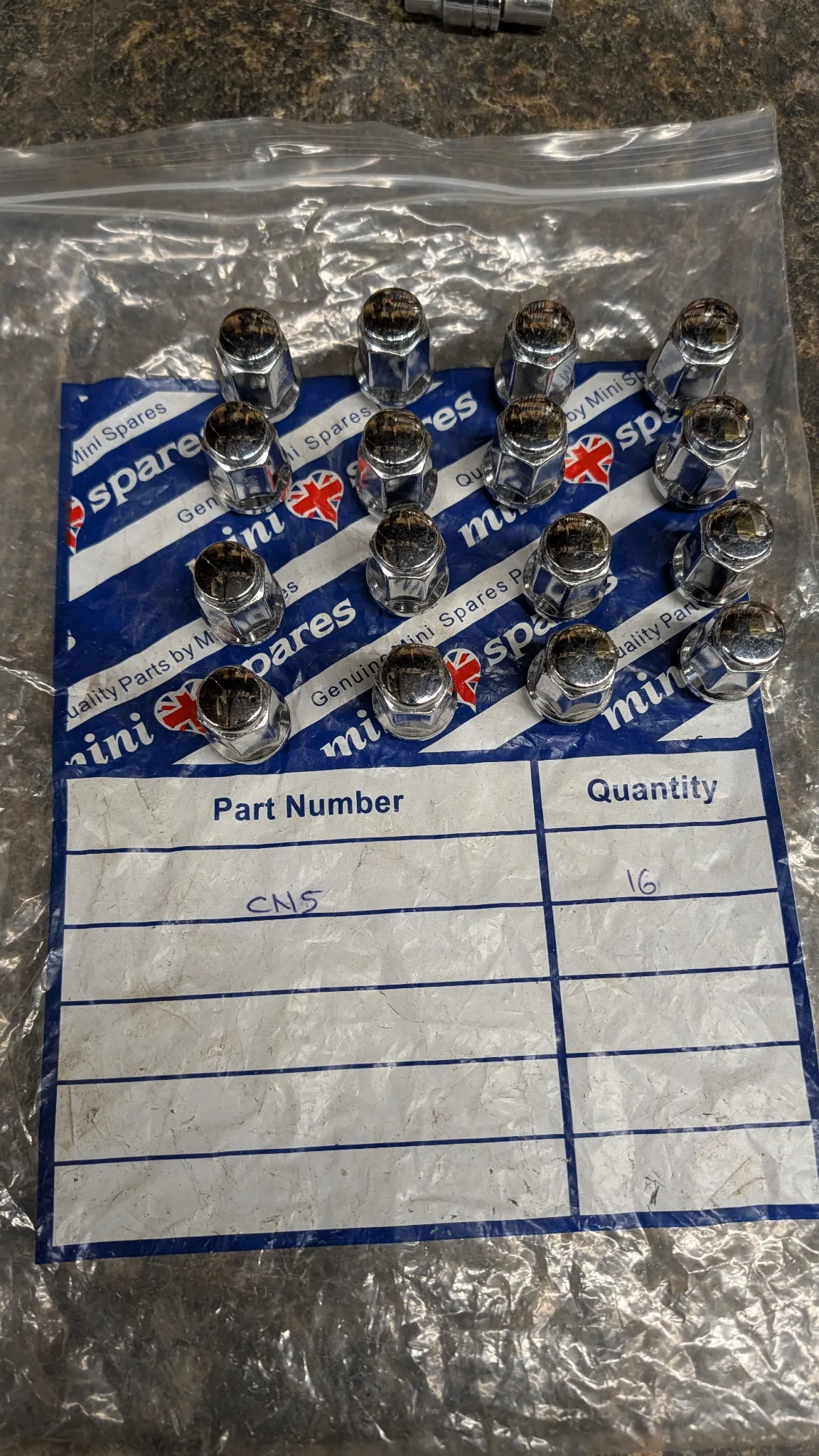 Set lugnuts. New. Cn5 Mini spares. 3/8ths lugs - body 1