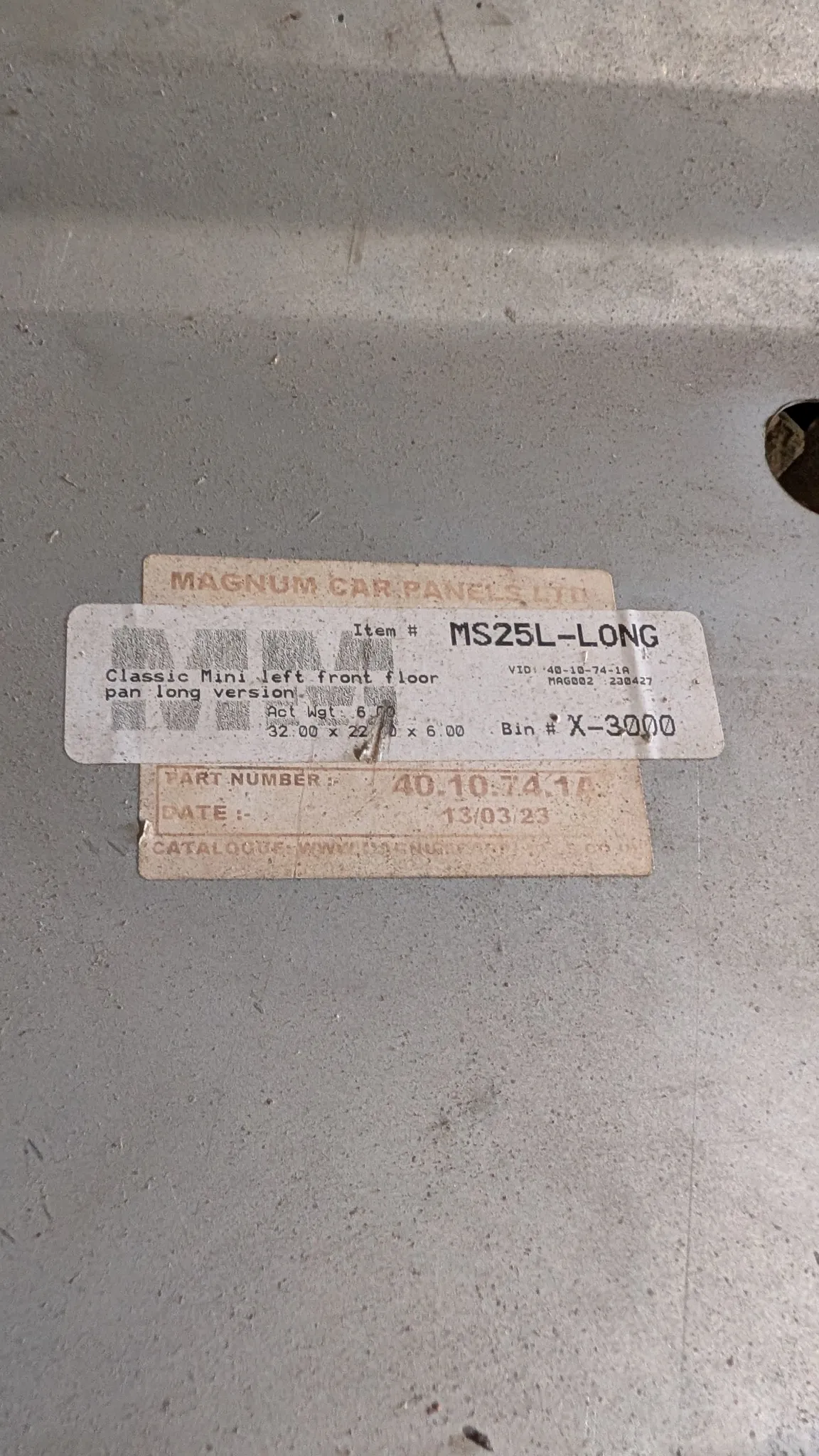 Mk2 2. Onward left a pillar rebuild panels. Sheet metal. With large floor panel. thumbnail 2